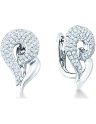 14k White Gold Channel Set Round Brilliant Cut Diamond Fashion Elegant U Shape Earrings - 20mm Height * 13mm Width (1.24 cttw)
