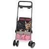 PINK PET DOG CAT 3 IN 1 DELUXE PET STROLLER