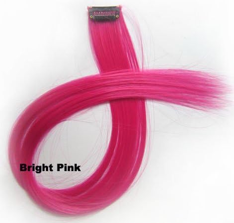 22inch 7g New Gradient Punk DIY Straight Hairpiece Synthetic Hair Extention Wig Bright Pink