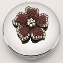 Purple Crystal Flower Circular Compact Mirror
