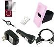 Microsoft Zune 4GB / 8GB / 16GB (PINK) Silicone Skin Charging Combo, w/ Silicone Skin, USB 2in1 Sync Charging Cable, USB Car Charger, USB Wall Charger, Retractable MP3 Jack 3.5mm to 3.5mm Auxilary Cable and a Screen Guard / Protector