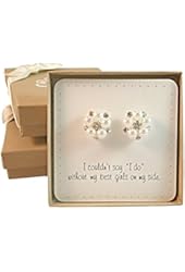 Bridesmaid Gifts - 0.75" Fancy Pearl & Crystal Cluster in Flower Motif Stud Earrings
