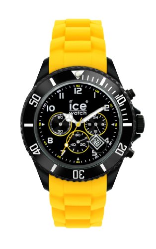Ice-Watch Unisex-Armbanduhr Big Ice-Chrono Schwarz sili Gelb CH.BY.B.S.10