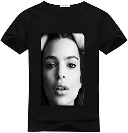 angelgod Mens T-Shirt Emily Ratajkowski Face Medium Black