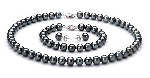 Black 7-8mm AA Freshwater Pearl Set 16 inch