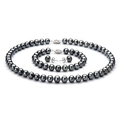 PearlsOnly Antoinette Schwarz 7-8mm AA S��wasser Perle Set