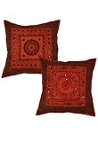 2p Handmade Mirror Cushion Covers Indian Antique Vintage India