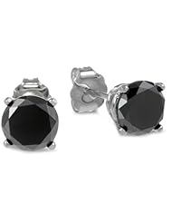 14k White Gold Black Diamond Stud Earrings (1.50 cttw)