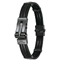 Invicta Men's Black Stainless Steel and Rubber w/ Diamond Accent Bracelet
