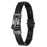 Invicta Men's Black Stainless Steel and Rubber w/ Diamond Accent Bracelet