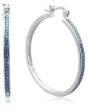 Sterling Silver Blue Crystal Hoop Earrings by David Sigal