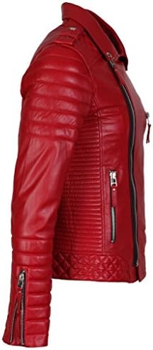 Nova Wears Women's Lambskin Leather Jacket Large Red