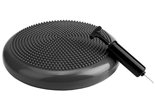 Stability Balance Disc - Fledo Wobble / Wiggle Air Cushion Seating Disk - Core Strength Training and Exercise - Pump Included (Black)
