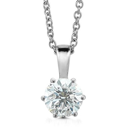 14k White Gold 6-Prong Solitaire Natural Diamond 