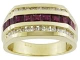 14K Yellow Gold Man's Ruby and Diamond Ring
