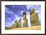 15 Moais, Ahu Tongariki, Easter Island, Chile Collections Framed Photographic Poster Print by Walter Bibikow, 29x21