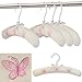 Hangerworld 3 White 11.8inch Kids Cotton Padded Cushioned Top Baby Toddler Garment Coat Hangers with Pink Embroidered Butterfly Design