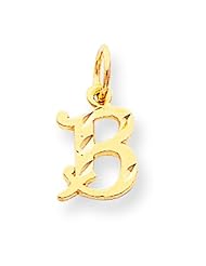 10K Yellow Gold Initial B Charm Letter Jewelry