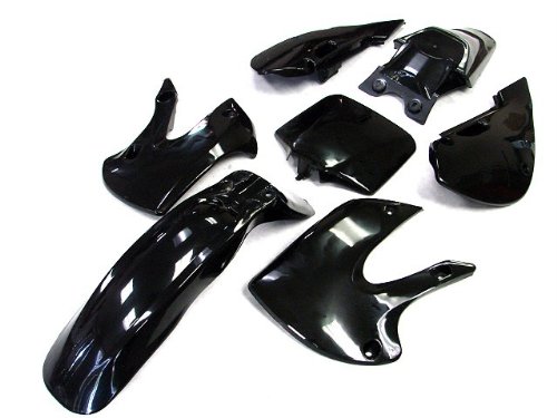 KAWASAKI BLACK PLASTIC KLX KLX110 DRZ KX 65 110 FENDER FAIRING BODY KIT (PSKWSK-KLX110-K7)