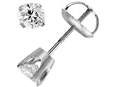 Diamond Solitaire Half Pair Stud Earring 1/4 ctw in 14K White Gold with Screwback