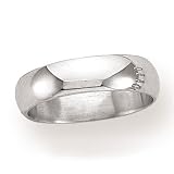 10k White Gold 5mm Standard Domed Traditional Fit Plain Benchmark Wedding Band 1.3mm Thickness Size 4