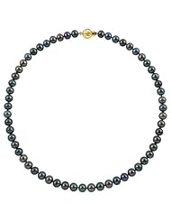 10-11mm 16" Black Freshwater Pearl Necklace "A" with 14K Yellow Gold Bead Clasp in Gift Box