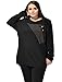 Kaia Ladies Plus Size Contrast Color Shirt Batwing Tunic Xmas 3X Black