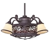 IMAGE OF Savoy House 14-260-FD-16 Bay St. Louis Fan D' Lier, Antique Copper Finish with Burled Cherry Blades with Tinted Scavo Glass Shades