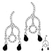 Black CZ Briolette Sterling Silver Circular Drop Earrings