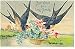 Birthday Postcard Barn Swallows Ca 1907