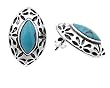 Sterling Silver Turquoise Earrings - Size: 24mm