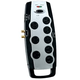 Coleman Cable 04653 8-Outlet Surge Protector with Phone Coax RJ45 Protection, 6-Ft Cord by Coleman Cable