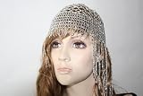 Kopfschmuck Bauchtanz Bollywood Schmuck Karneval Fasching Orient Haarnetz Kappe in silber