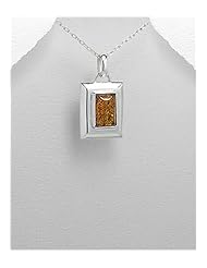 Baltic Amber Pendant Necklace In 92.5 Sterling Silver