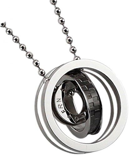 Men's Pendant Necklace Jewelry Stainless Steel Black 3 Rings Eternal Love Width 5.5MM