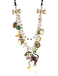 Betsey Johnson "A Day at the Zoo" Monkey Multi-Charm Necklace, 19"