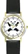 Giant Panda Bear - JP Animal - WATCHBUDDY&reg; DELUXE TWO-TONE THEME WATCH - Arabic Numbers - Black Leather Strap-Size-Large ( Men's Size or Jumbo Women's Size )