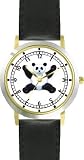 Giant Panda Bear - JP Animal - WATCHBUDDY&reg; DELUXE TWO-TONE THEME WATCH - Arabic Numbers - Black Leather Strap-Size-Women's Size-Small