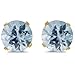 14K Yellow Gold 3mm Round Aquamarine Stud Earrings title=