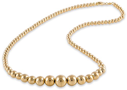 SilverLuxe Sterling Silver Gold Plated Graduated Bead Chain Necklace 18