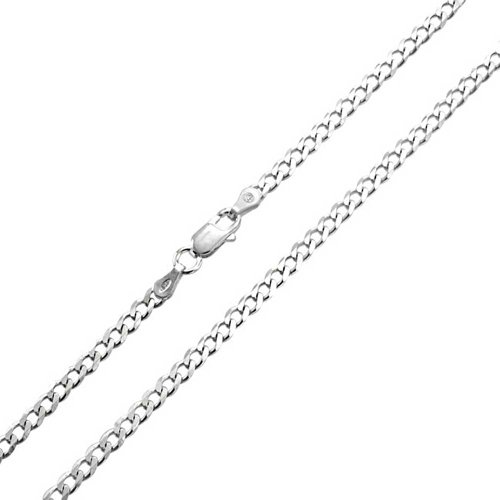 Bling Jewelry 925 Silver Mens Curb Cuban Chain Necklace 80 Gauge Italy