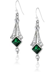 Ben-Amun Jewelry "Emerald Deco" Crystal Drop Earrings