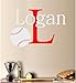 Baseball Monogram (CUSTOM NAME) ~ Wall Decal 12