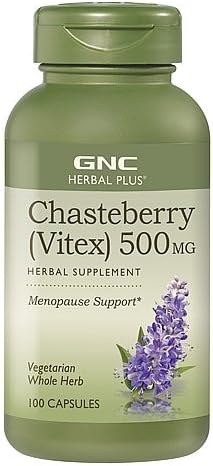GNC Herbal Plus Chasteberry (Vitex) 500mg Menopause Support, Capsules, 100 ea