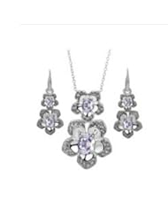 XiangGang ShaoGi 18k White Gold, Round Diamond Ball Fashion Sets, White And Pink - 18 inch