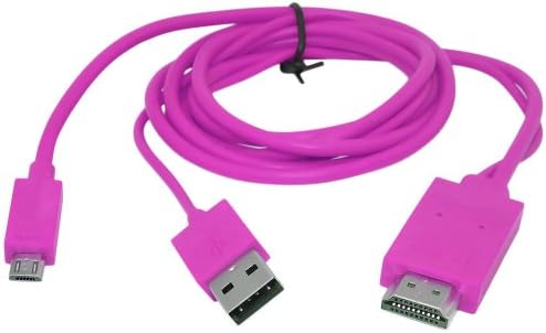 VicTec MHL To HDMI HDTV Adapter Cable AV TV Video Cable With USB Charger For Galaxy S1 S2 S3 S4 S5 Note 1 Note 2 Note3-Pink
