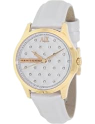 Armani Exchange White Dial White Leather Ladies Watch AX5205