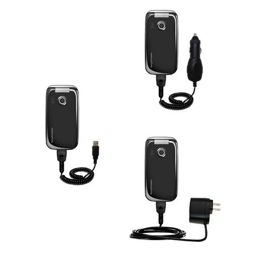 Deluxe Kit for the Sony Ericsson z610i includes a USB cable with Car and Wall Charger - Gomadic Brand w/ TipExchange Technology