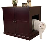 Pet Studio MDF Litter Box Cat Cabinet, Mahogany