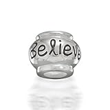 Bling Jewelry 925 Sterling Silver Believe Inspirational Bead Biagi Pandora Pugster Troll and Chamilia Compatible